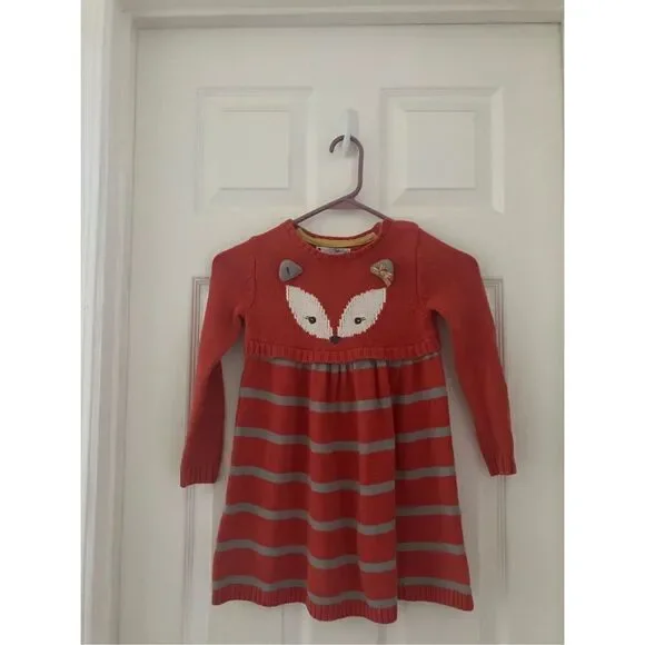 Nula Bug Knit Dress Size 4T Girls Orange Gray - Picture 2 of 6